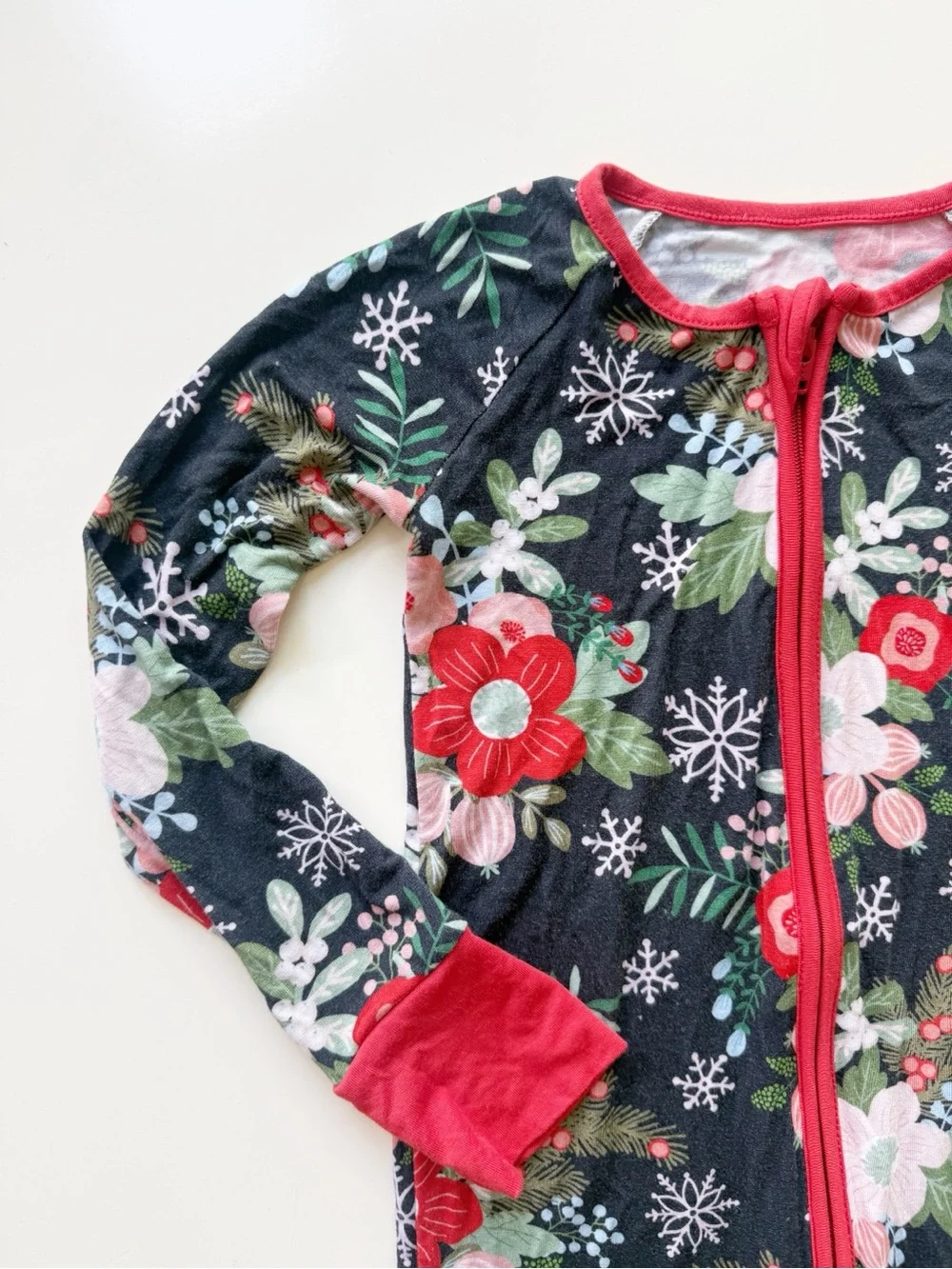 Little Sleepies Poinsettia Floral Bamboo Viscose Zippy Sleeper 3T